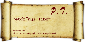 Petényi Tibor névjegykártya